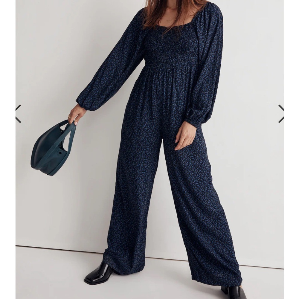 Madewell Blue Floral Jumpsuit | 4 petite